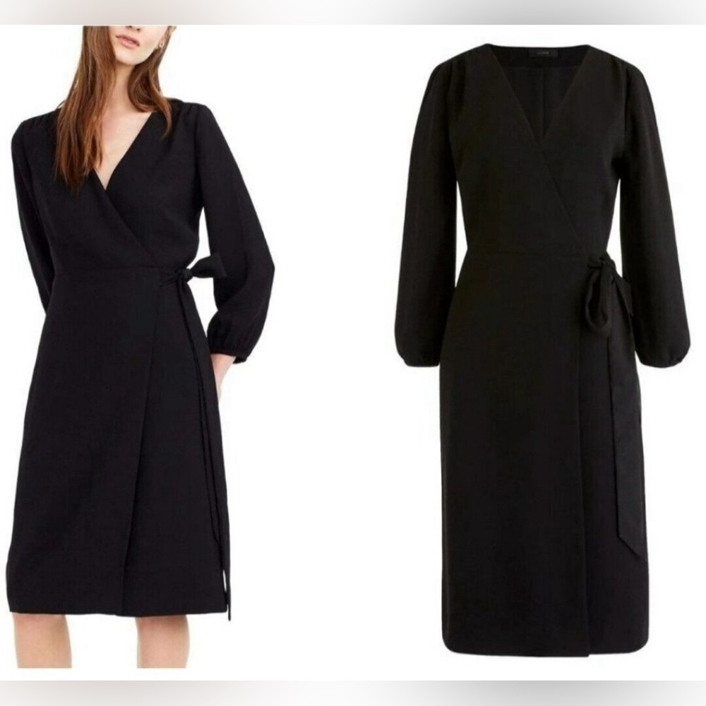 J Crew 365 Crepe Black Wrap Dress